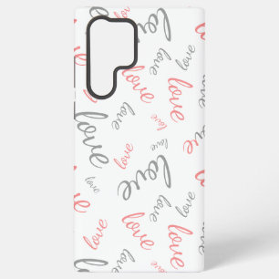 Romantische Roze en Grijze Liefde Script Cursief Samsung Galaxy Hoesje