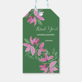 Romantische roze en groene wilde bloemen watercolo cadeaulabel