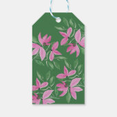 Romantische roze en groene wilde bloemen watercolo cadeaulabel (Achterkant)