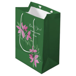 Romantische roze en groene wilde bloemen watercolo medium cadeauzakje