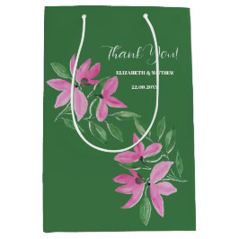 Romantische roze en groene wilde bloemen watercolo medium cadeauzakje