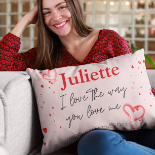 Romantische Roze en Rode Hart Valentijnsdag Accent Kussen