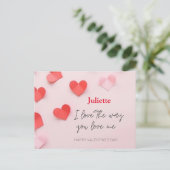 Romantische Roze en Rode Hart Valentijnsdag Briefkaart (Staand voorkant)