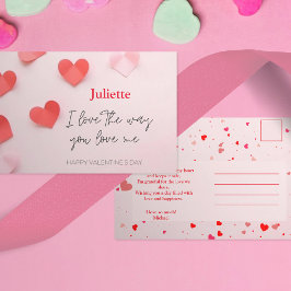 Romantische Roze en Rode Hart Valentijnsdag Briefkaart
