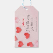 Romantische Roze en Rode Hart Valentijnsdag Cadeaulabel (Voorkant)