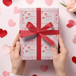 Romantische Roze en Rode Hart Valentijnsdag Cadeaupapier
