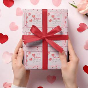 Romantische Roze en Rode Hart Valentijnsdag Cadeaupapier