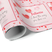 Romantische Roze en Rode Hart Valentijnsdag Cadeaupapier (Rol Hoek)