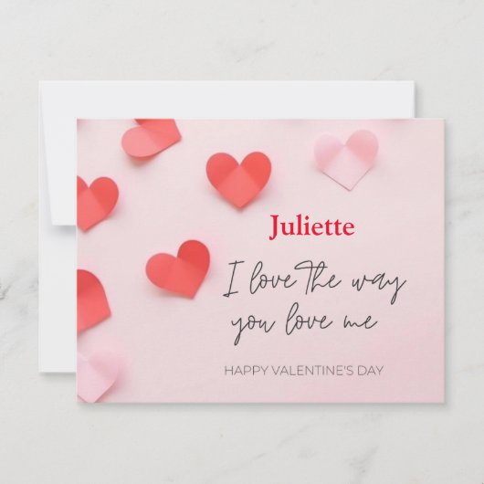 Romantische Roze en Rode Hart Valentijnsdag kaart (Voorkant)