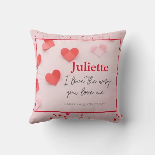 Romantische Roze en Rode Hart Valentijnsdag Kussen (Achterkant)