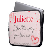 Romantische Roze en Rode Hart Valentijnsdag Laptop Sleeve (Voorkant Links)