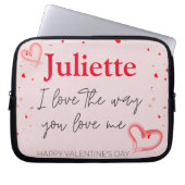 Romantische Roze en Rode Hart Valentijnsdag Laptop Sleeve (Voorkant)