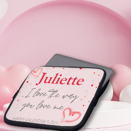 Romantische Roze en Rode Hart Valentijnsdag Laptop Sleeve