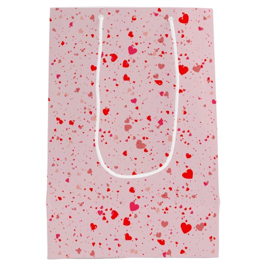 Romantische Roze en Rode Hart Valentijnsdag Medium Cadeauzakje (Achterkant)