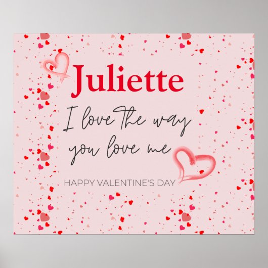 Romantische Roze en Rode Hart Valentijnsdag Poster (Voorkant)