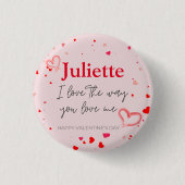 Romantische Roze en Rode Hart Valentijnsdag Ronde Button 3,2 Cm (Voorkant)