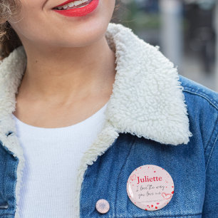 Romantische Roze en Rode Hart Valentijnsdag Ronde Button 3,2 Cm