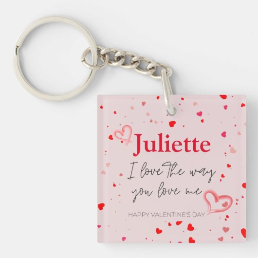 Romantische Roze en Rode Hart Valentijnsdag Sleutelhanger (voorkant)