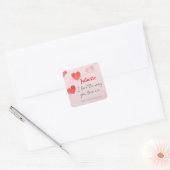 Romantische Roze en Rode Hart Valentijnsdag Vierkante Sticker (Envelop)