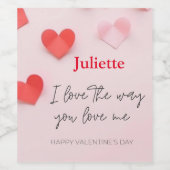 Romantische Roze en Rode Hart Valentijnsdag Wijn Etiket (Enkel label)