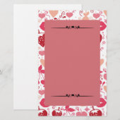 Romantische roze en rode harten briefpapier (Voorkant / Achterkant)