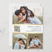 Romantische roze en rode rozen QR-code bruiloft Kaart (Achterkant)