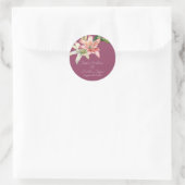Romantische roze en witte lelies op fuchsia ronde sticker (Tas)