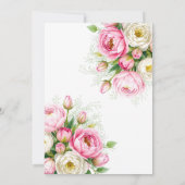 Romantische roze en witte pioenroos bloemen bruilo kaart (Achterkant)