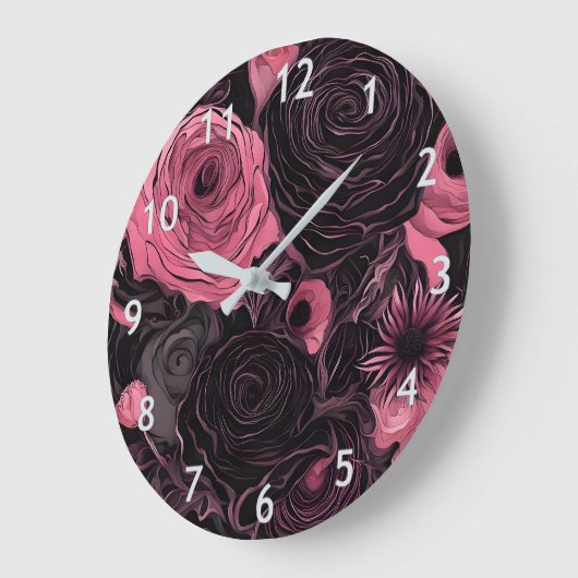 Romantische roze en zwarte gotische Rozen Grote Klok (Hoek)