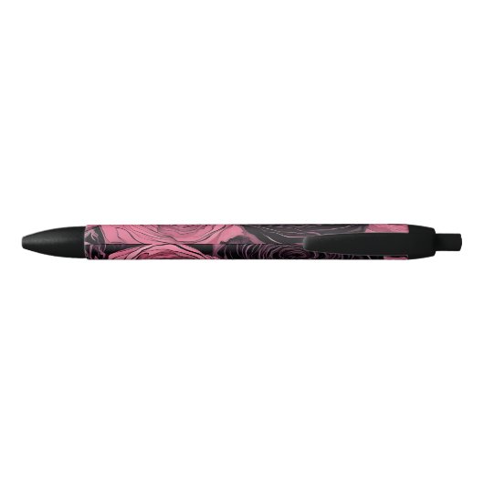Romantische roze en zwarte gotische Rozen Zwarte Inkt Pen (Achterkant)