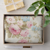 Romantische roze Engelse rozen op lichtgeel Tissuepapier (Geschenk)