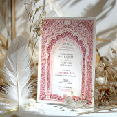 Romantische Roze Filigraan Indiase bruiloft  Kaart