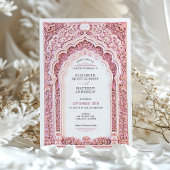 Romantische Roze Filigraan Indiase bruiloft  Kaart