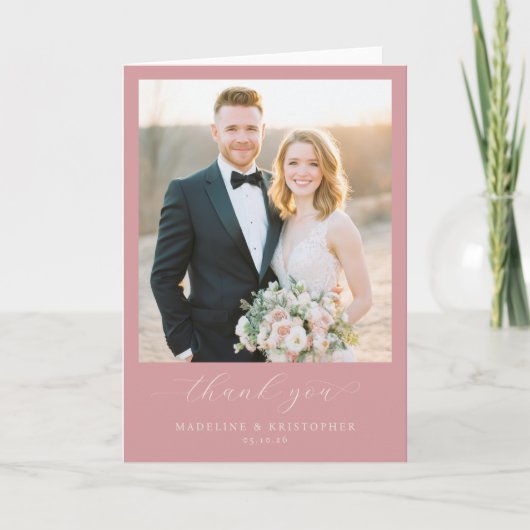 Romantische Roze Foto Bedankkaart (Voorkant)