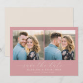 Romantische Roze Fotocollage Save The Date (Voorkant / Achterkant)