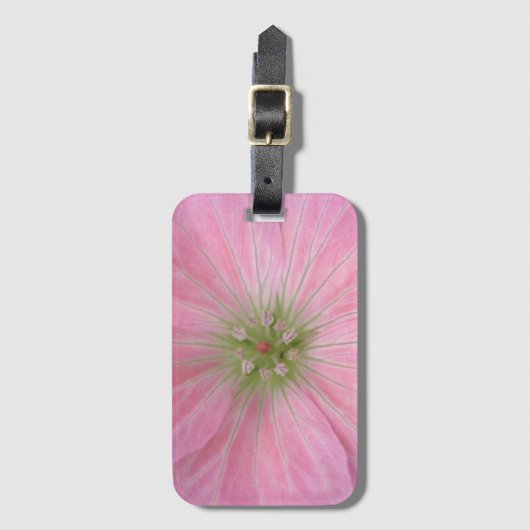 Romantische roze geraniumventiel — Detail Bagagelabel (Voorkant (verticaal))