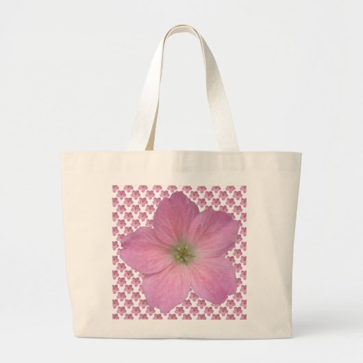 Romantische roze geraniumventilator grote tote bag (Voorkant)