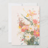 Romantische Roze Geschilderde Bloemachtige Bruilof Kaart (Achterkant)