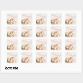Romantische Roze Geschilderde Bloemachtige Bruilof Vierkante Sticker (Vel)