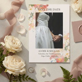 Romantische Roze Geschilderde Bruiloft met Bloemen Save The Date