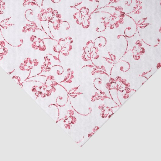 Romantische roze glitter bloemenbruiloft tissuepapier (Detail)