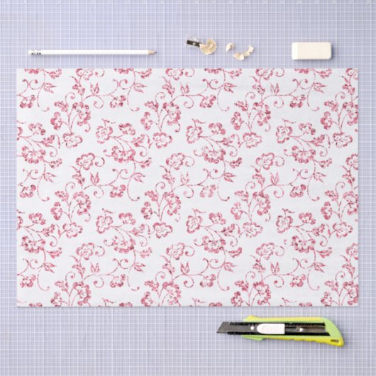 Romantische roze glitter bloemenbruiloft tissuepapier (Craft)