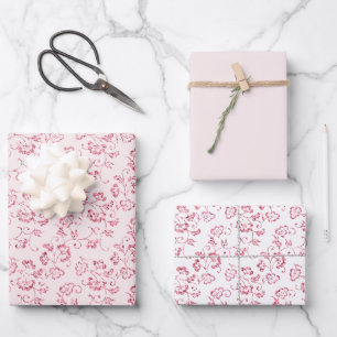 Romantische Roze Glitter Bloemige Bruiloft Inpakpapier Vel