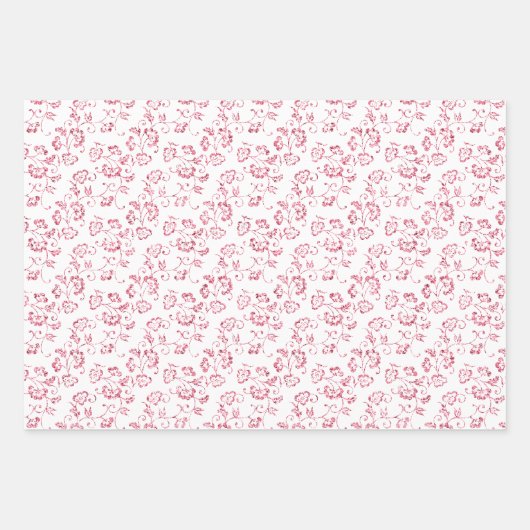 Romantische Roze Glitter Bloemige Trouwdag Inpakpapier Vel (Voorkant 3)