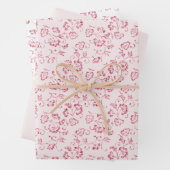 Romantische Roze Glitter Bloemige Trouwdag Inpakpapier Vel (In situ)