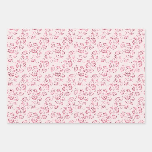Romantische Roze Glitter Bloemige Trouwdag Inpakpapier Vel (Voorkant)