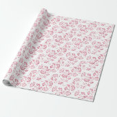 Romantische Roze Glitter Floral Cadeaupapier (Uitgerold)
