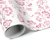 Romantische Roze Glitter Floral Cadeaupapier (Rol Hoek)