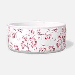 Romantische Roze Glitter Floral Voerbakje