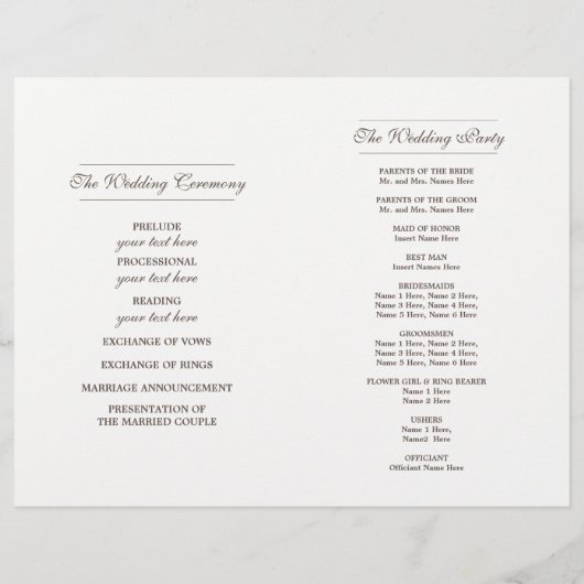 Romantische Roze | Gold Foil Wedding Programs (Achterkant)